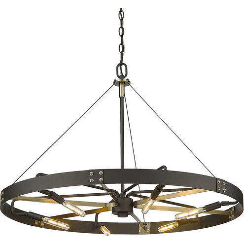 Vaughn 6 Light 33 inch Natural Black Pendant Ceiling Light in Aged Brass, Large